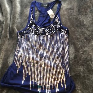 FOREVER 21 blue racer back sequin tank